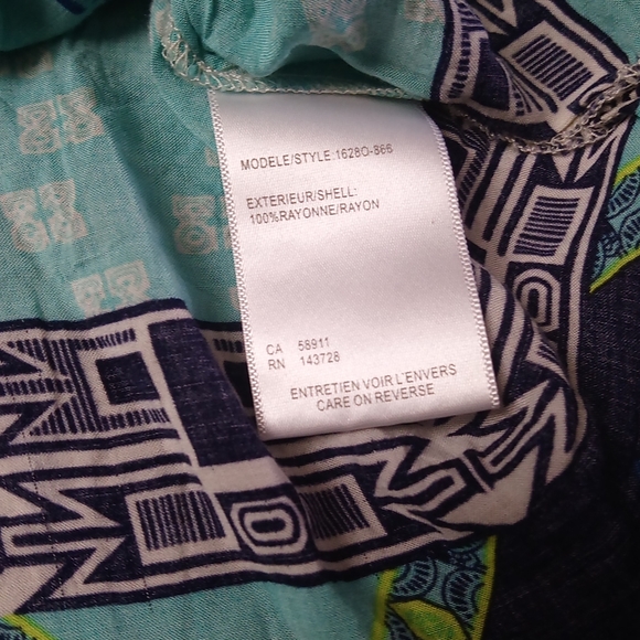 Tribal Boho Aztec Bohemian Print Pattern Flowy V Neck Blouse Top - Picture 7 of 13